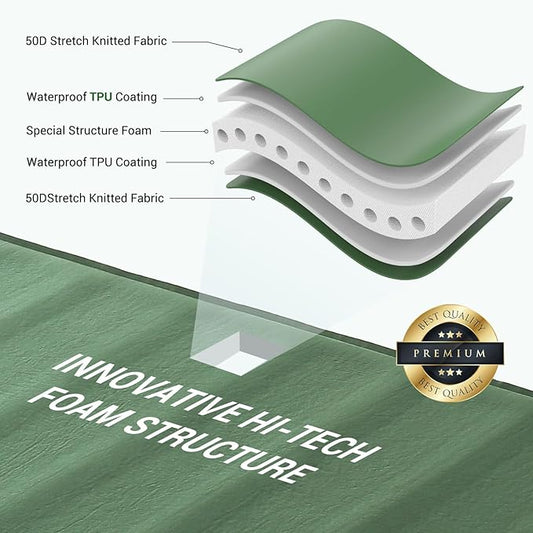 Elegear Air & Foam Self Inflating Sleeping Pad, Built-in Electric Pump 4" Ultra-Thick Memory Foam Camping Mattress with Pillow Double Camping Pad 4-Season R-value 9.5 Camp Mat for Car/Traveling - Full