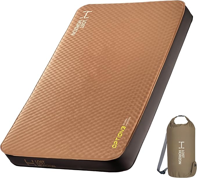 LOSTHORIZON Air & Foam Camping Mattress, Self-Inflating Sleeping Pad, 4.5" Thick, with Pump Sack, Twin