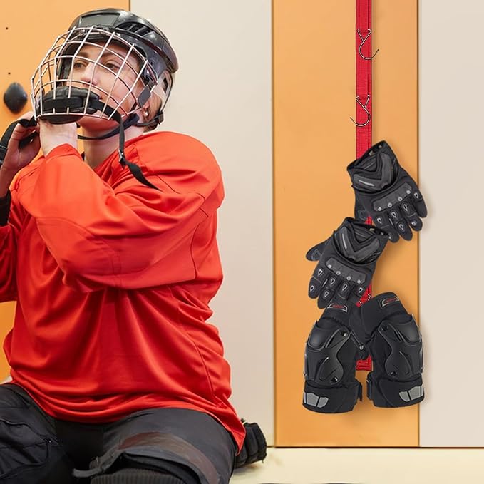 Hockey Drying Rack,Hockey Equipment Gear Drying Rack,Portable Sports Gear Organizer Hanging Straps with 5 Hooks,Ice Goalie Hockey Gifts For Boys Football Baseball Catcher.Outdoor Camping Must Haves