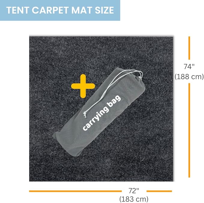Tent Carpet Mat Camping Floor Rug Waterproof Durable Thick Portable and Foldable Lightweight Pad Insulated Picnic Non-Slip Carpet Outdoor Accessory (74"x 72" (with Carry Bag))