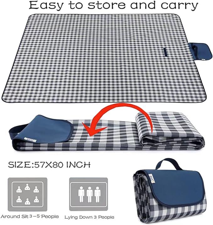 K Y KANGYUN Picnic Blanket|Beach Mat|Picnic Blanket for Indoor and Outdoor, 80" x 60" Sandproof Waterproof Larger Mat for Beach, Travel, Camping, Hiking, Park Grass,Machine Washable, Foldable.