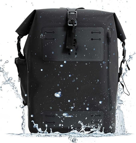Black Waterproof Backpack 25L - 600D TPU Durable IPX8 Large Dry Bag for Kayaking, Hiking Backpack With Roll-Top Closure, Floating Waterproof Dry Backpack for Travel Outdoors, Hiking, Fishing