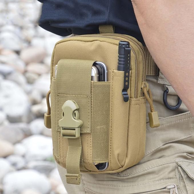 Tactical Molle Pouch, Universal EDC Waist Bag Pouches, Outdoor Belt Bags Gear Tool Gadget Pocket with Cell Phone Holster