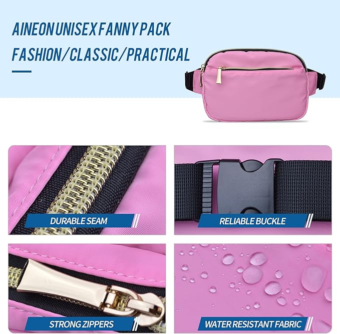 Fanny Packs for Women Men Fashion Plus Size Waist Pack Belt Bag Fanny Pack for Girls Boys with 5 Pockets Adjustable Belt, Cute Bum Bag Hip Bags for Travel Disney Running
