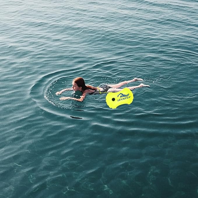 Swim Buoy for Open Water, High-Visibility Swim Safety Float Waterproof Dry Bag for Swimmers Triathletes Kayakers Snorkelers, Swimming Open Water Buoy for Safer Swim Training