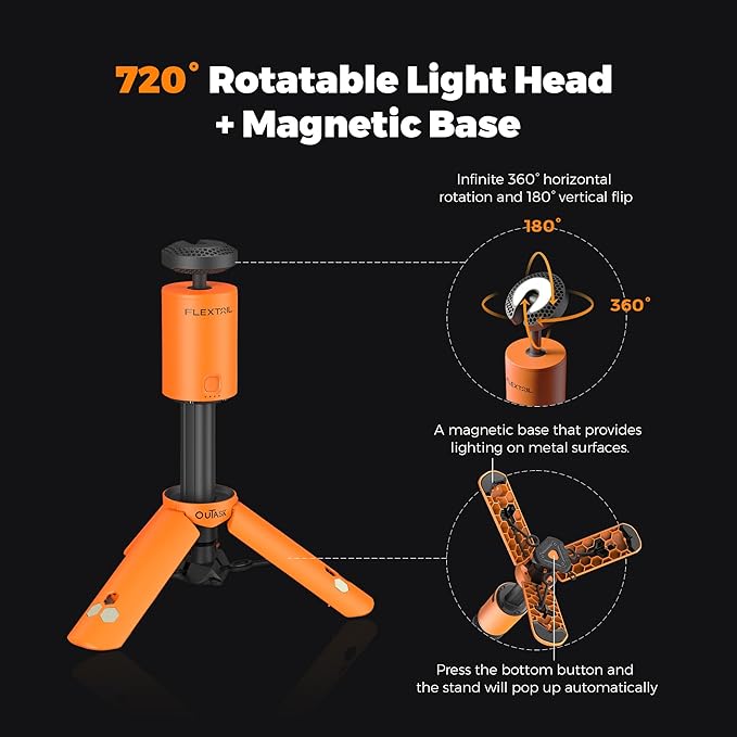Camping Light Telescopic, Collapsible Magnetic Camping Lantern with 12000mAh Battery, Telescoping IPX6/IPX7 Waterproof Flashlights, Camping Lamp for Emergency, Camping