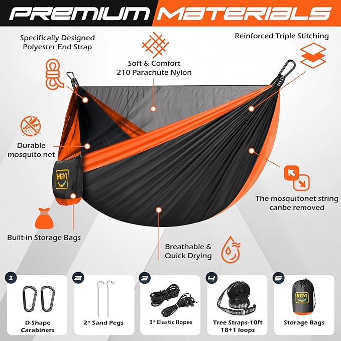 Camping Hammock Mosquito Net,Double & Single Portable Hammocks Hammocks with 2 Tree Straps,Hammock Tent for Travel Camping,Camping Accessories for Indoor Outdoor Hiking Backpacking Backyard Beach