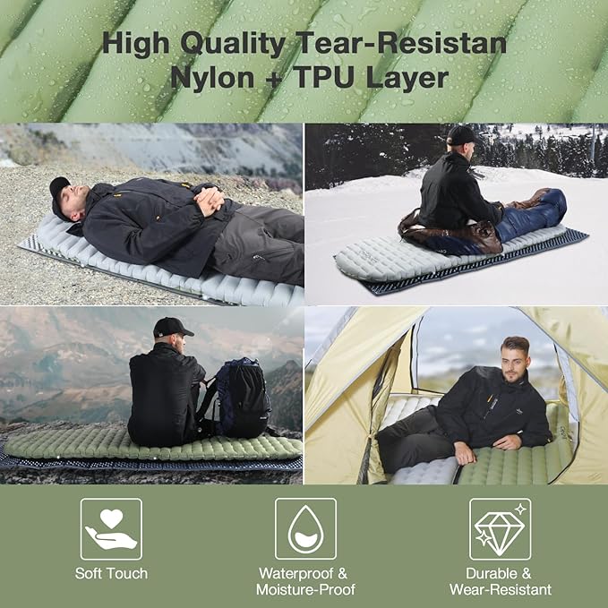 Self Inflating Sleeping Pad for Camping with Inflating Bag, Compact Lightweight Camping Mat, Outdoor Backpacking Hiking Traveling Airpad Camping Air Mattress