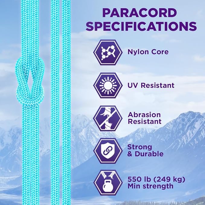 TECEUM Heavy Duty Rope 1000 – 1000ft / 200ft / 100ft / 50ft – 40+ Colors – Utility Rope for Survival & Camping Gear – Nylon String, Camping Rope, para Cord, Utility Nylon Rope, Tent Cord