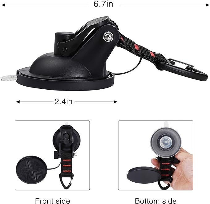 CONBOLA Suction Cup Hooks Heavy Duty 4 Pieces Car Camping Essentials Upgraded Tie Down Suction Cup Camper Accessories with Securing Hook Strong Power for RV Boat Window Glass Camping Trap.(4 pcs)