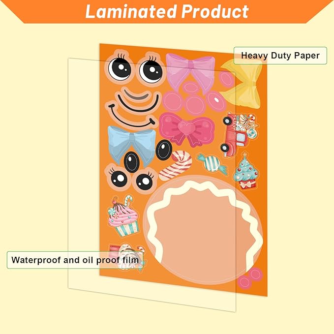 48 Pcs Make Your Own Christmas Sticker Sheets Make A Face Sticker Christmas Stickers for Kids Home Classroom Party Favor Art Craft School Rewards