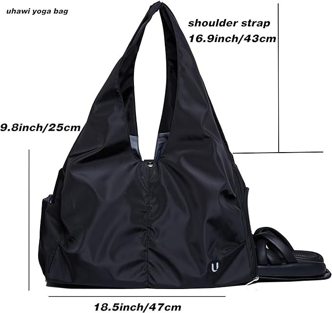 Gym Bag with Yoga Mat Holder - Women's Gym Bag with Shoes Compartment and Wet/Dry Storage Pockets, Adjustable Yoga Mat Holder (Light Gray)