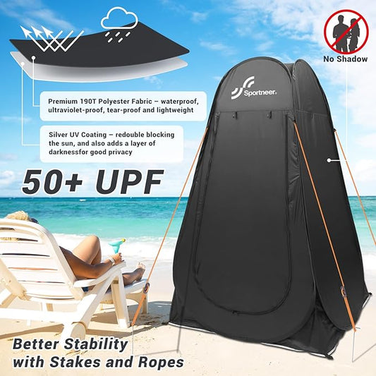Sportneer Pop Up Privacy Shower Tent, Portable Changing Room Pop Up Changing Tent 75inches x 47inches x 47inches Shower Tent with Carry Bag for Camping & Beach, Easy Set Up, Foldable