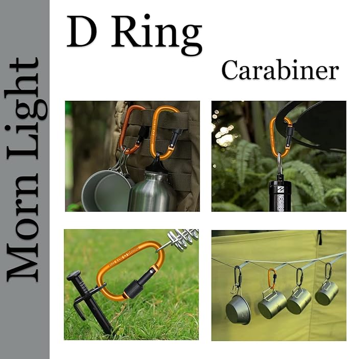 6 Pack Small Locking Carabiner Clips - 3 Inch Aluminum Alloy D-Ring Key Hooks with Twist Lock, Secure for Keys, Pet Leash, Travel Accessories (Not for Climbing)