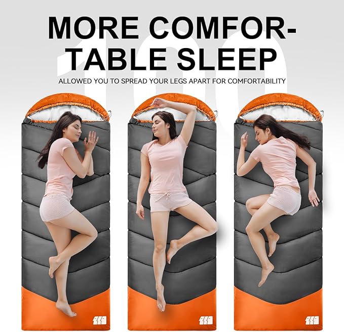 Sleeping Bags for Adults Cold Weather,Portable, Waterproof,Lightweight Sleeping Bag for Tall Girls Boys with Compression Sack for Warm Camping, Hiking, Outdoor & Indoor