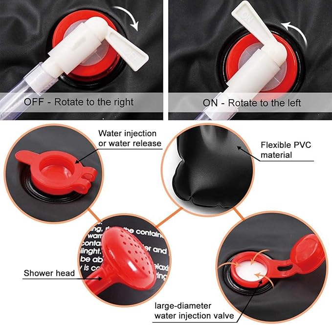 Portable Shower for Camping, Outdoor Camping Shower Bag 5 Gallon/20L, Waterproof Shower Bag with Collapsible Water Bucket, Shower Kit for Hiking, Car Travel, Picnic, Climb, Beach Trips