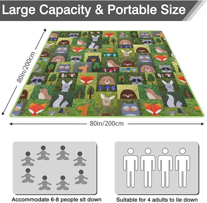 Extra Large Picnic Blankets Waterproof Foldable (80"x 80") Boho Beach Blanket Waterproof Sandproof,3-Layer Thicking Mat Outdoor Packable Camping Blanket