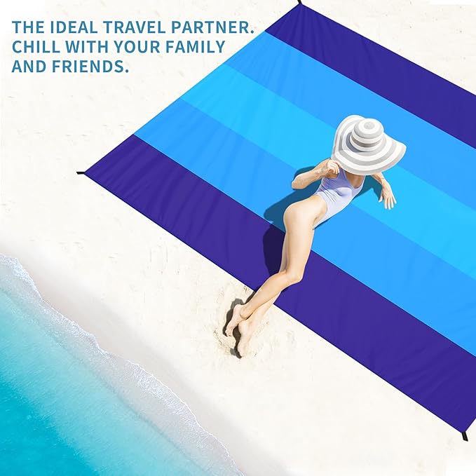 BYDOLL Beach Blanket Waterproof Sandproof 78''×110'' Suits1-7 Adults Compact Lightweight Oversized Sand-Free Blanket Large Picnic Mat for Beach Travel Camping Hiking