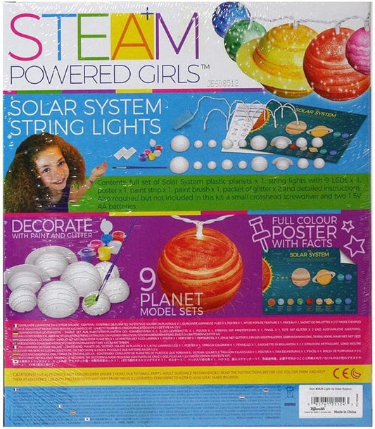 4M Toysmith, STEAM Powered Girls Solar System String Lights, Mini-Planetarium DIY Stem Toy, for Girls Ages 5+