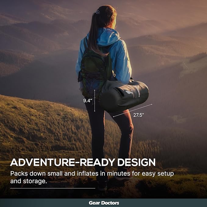 Gear Doctors Artemis 3D Self-Inflating Sleeping Pad – 8.3 R-Value Camping Mattress – Insulated Sleeping Mat for Cold Weather, Backpacking, Hiking, Tent, Outdoor Use