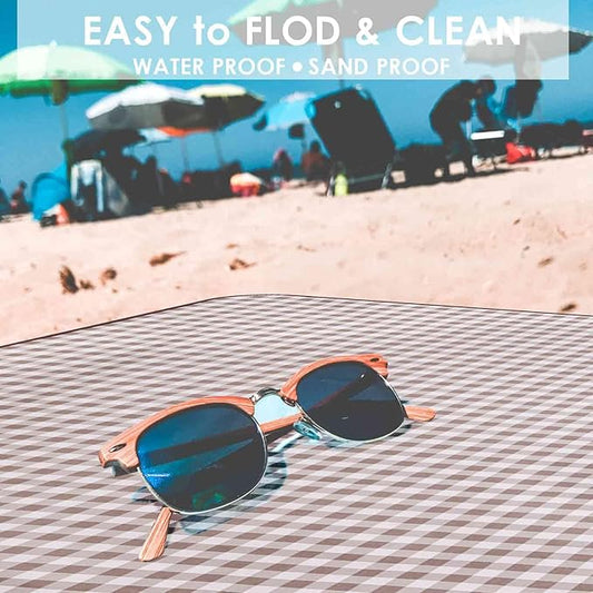 GIVERARE Picnic Beach Blanket Extra Large, XL Sandproof Waterproof Outdoor Camping Blankets 80x60in, Sand Free Oversized Mat, Quick Drying Portable Mats for Travel, Hiking, Music Festival, Lawn-Brown