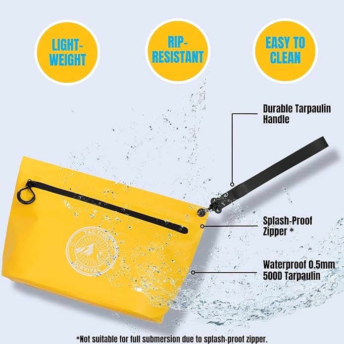 Tactiko Heavy-Duty 2L Splash Water Resistant Zipper Pouch - Hold-All Organizer for Dry Bags, Travel Bags