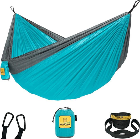 Wise Owl Outfitters Hammock for Camping Hammocks Gear for The Outdoors Backpacking Survival or Travel - Portable Lightweight Parachute Nylon - Up to 500lbs