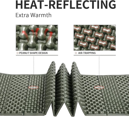 Foam Camping Pads for Hiking, Ultralight Closed Cell Mattress, Waterproof Soft Mat for Adults, Wide Picnic Yoga Mats, Folding Sleeping Pad for Outdoor Backpacking