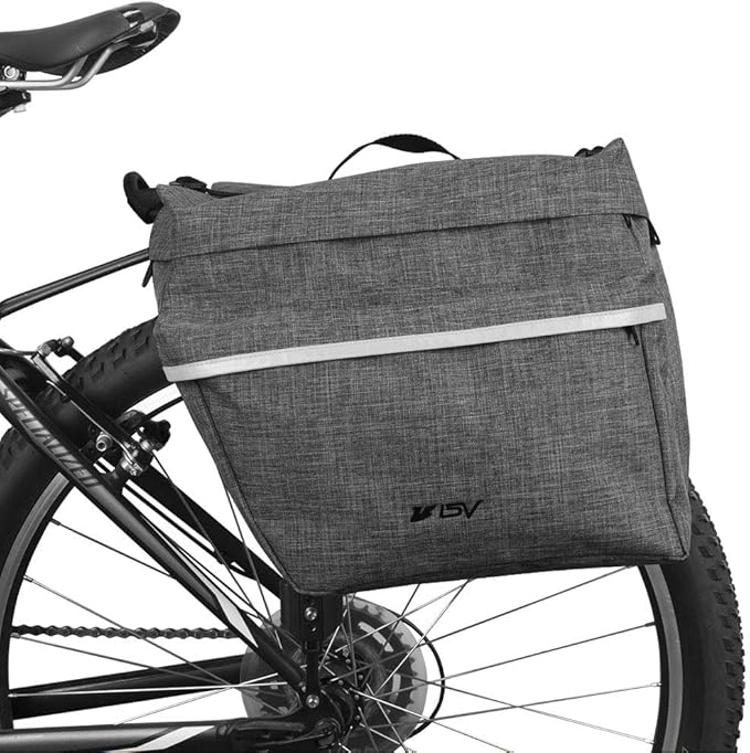 BV Bike Panniers 26L With Adjustable Hooks, Commuter Panniers For Bicycles With Carrying Handle, Bag With 3M Reflective Trim For More Visibility, Fit Most Rack