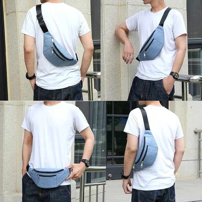 Fanny Pack for Men & Women, Fashion Waterproof Waist Packs with Adjustable Belt, Casual Bag Bum Bags for Travel Sports Running.