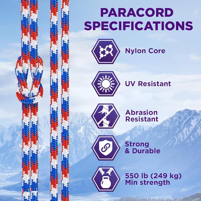 TECEUM Heavy Duty Rope 1000 – 1000ft / 200ft / 100ft / 50ft – 40+ Colors – Utility Rope for Survival & Camping Gear – Nylon String, Camping Rope, para Cord, Utility Nylon Rope, Tent Cord