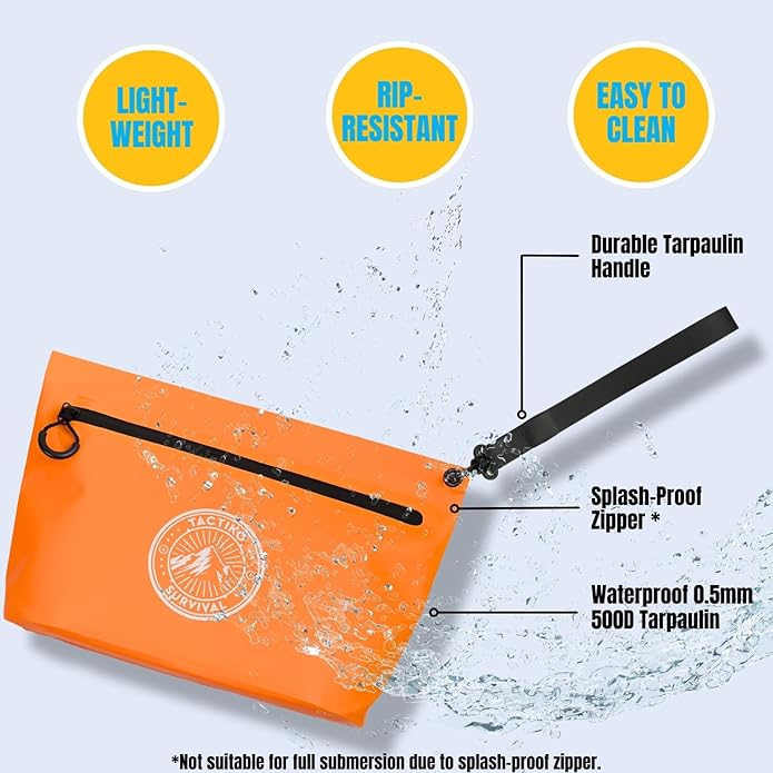 Tactiko Heavy-Duty 2L Splash Water Resistant Zipper Pouch - Hold-All Organizer for Dry Bags, Travel Bags