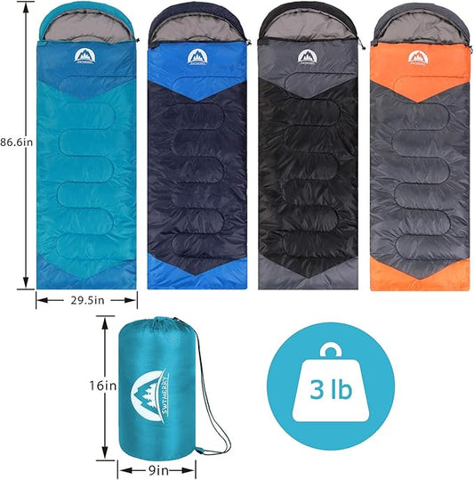 SWTMERRY Sleeping Bag 3 Seasons (Summer, Spring, Fall) Warm & Cool Weather - Lightweight,Waterproof Indoor & Outdoor Use for Kids, Teens & Adults for Hiking and Camping