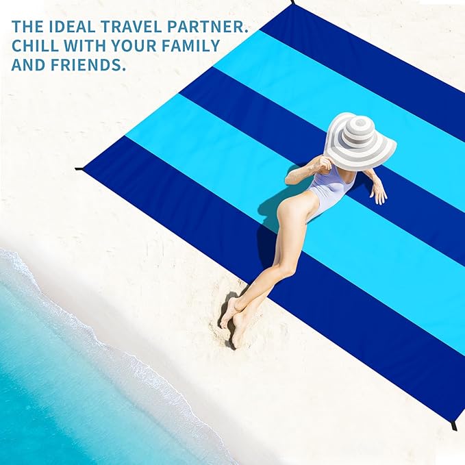 BYDOLL Beach Blanket Waterproof Sandproof 78''×110'' Suits1-7 Adults Compact Lightweight Oversized Sand-Free Blanket Large Picnic Mat for Beach Travel Camping Hiking