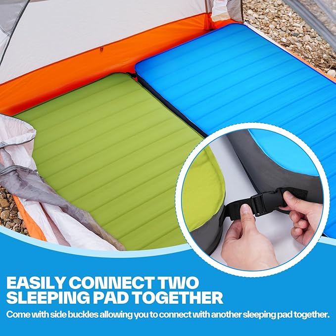 Sportneer Self Inflating Sleeping Pad, 4" Ultra-Thick Elasticity Foam Camping Mat with 10 R Value, 4-Season Insulated Durable Camping Pad Air Mattress for Car Travel Tent Home, 78" x 30"