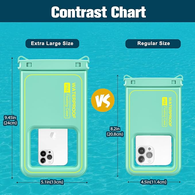 JOTO [IP68 Floatable Large Floating Waterproof Phone Pouch Up to 10", Underwater Phone Case Cellphone Dry Bag for iPhone 16 15 14 13 12 11 Pro Max Xs Max XR X 8 7 Plus SE/Galaxy S24 S23 S22 -Grey