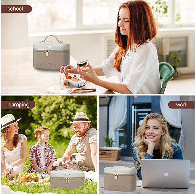 LOVEVOOK Lunch Box for Women,Adult Insulated Lunch Bag for Women,Leakproof Cooler Bag for Office Picnic Hiking Beach,Lunch Tote Bag with Adjustable Shoulder Strap