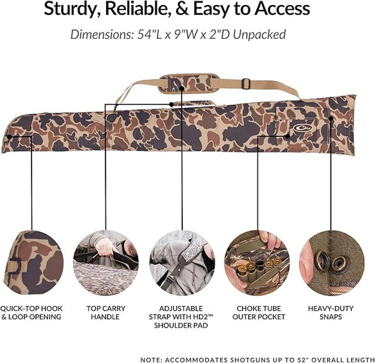Drake Waterfowl® Side-Opening Soft Gun Case - Water Resistant, Adjustable Strap, Choke Tube Pocket - Tactical Shotgun Case