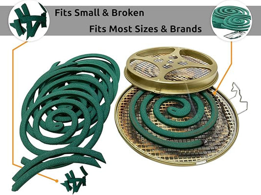 Portable Mosquito Coil Holder - Mosquito Coil & incense burner for Outdoor use, Pool side, Patio, Deck, Camping, Hiking, etc... (includes Set of 2 Holders)