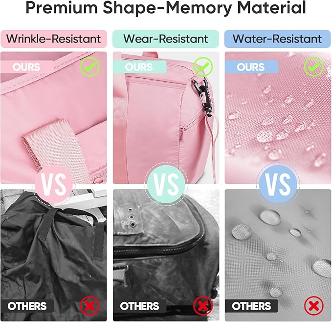 BALEINE Gym Bag for Women and Men, Small Duffel Bag for Sports, Gyms and Weekend Getaway, Waterproof Dufflebag with Shoe and Wet Clothes Compartments, Lightweight Carryon Gymbag (Pink)