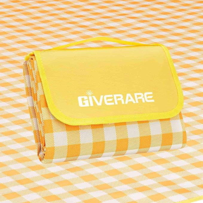 Picnic Beach Blanket Extra Large, 99x60in XL Sandproof Waterproof Outdoor Camping Blankets, Sand Free Oversized Mat, Quick Drying Portable Mats for Travel, Hiking, Music Festival, Lawn-Yellow