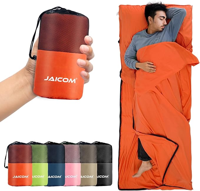 Sleeping Bag Liner, Travel Sheets & Adult Sleep Sack, Ultralight and Portable Summer Sleeping Bag - Ideal for Backpacking, Hotels and Hostels, Business Trips, Camping