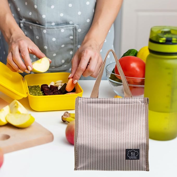 PATIKIL Insulated Lunch Bag, Oxford Cloth Waterproof Lunch Tote Bag Thermal Portable Lunch Box Food Container for Work Office Picnic Outdoor, 10.24"x6.69"x10.24", Brown