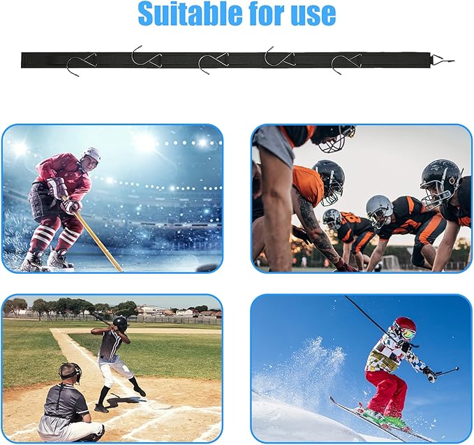 Hockey Hanger Portable Hanging Dryig Rack Hockey Gifts for Home and Outdoor Using in Ice Hockey Skating Football Camping Fishing 5 Hooks (Black)