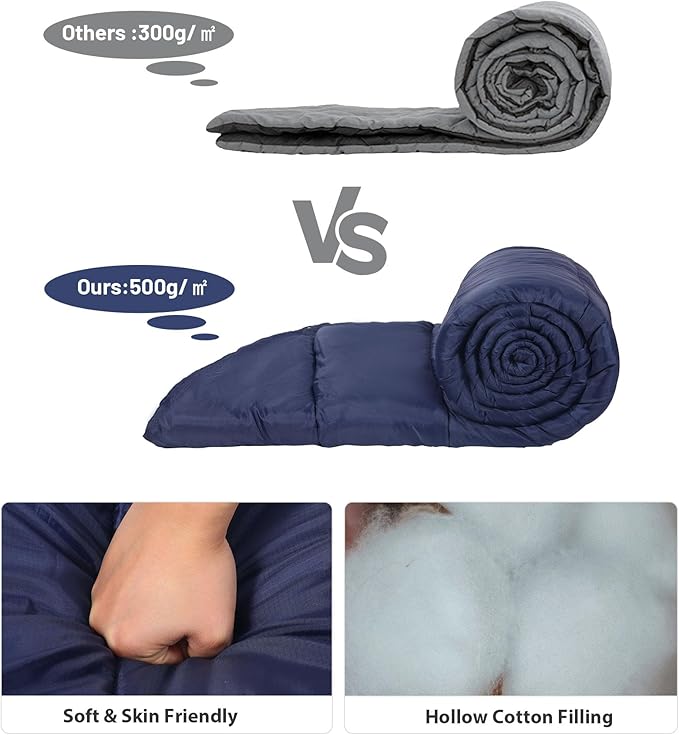 REDCAMP Flannel Sleeping Bag for Adults, Comfortable Cotton Sleeping Bags for Camping with Detachable Hood, Red/Grey/Blue