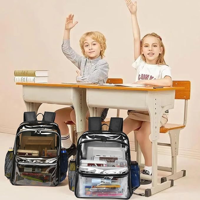 Clear Backpack,15 '' Clear Backpacks for School Heavy Duty PVC See Through Bag Waterproof Bookbag for Girls & Boys, Purple