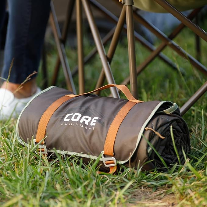 CORE Outdoor Weighted Blanket | Packable Waterproof Picnic Blanket, Beach Mat, Tent Camping Rug, & Stadium Blanket | Large Portable 94" x 78" Quilt Design with Built-in Straps and Carry Handle