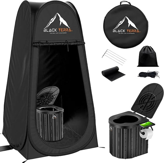 BlackTerra Portable Toilet for Adults - Portable Toilet for Camping Privacy Outdoor Bathroom Tent XL Portable Toilet Set for Adults