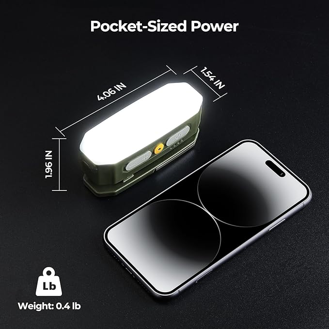 BougeRV Movable Area Light, Rechargeable Camping Lantern, 3200mAh Portable Camping Light, IP65 Waterproof, Camp Lamp for Tent, Power Outages, Emergency, Outdoor(Dark Green Version)