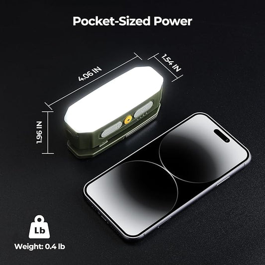 BougeRV Movable Area Light, Rechargeable Camping Lantern, 3200mAh Portable Camping Light, IP65 Waterproof, Camp Lamp for Tent, Power Outages, Emergency, Outdoor(Dark Green Version)